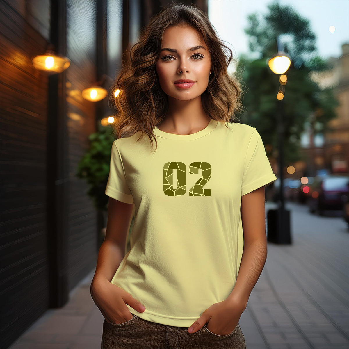 02 Number Women's T-Shirt (Butter Yellow)