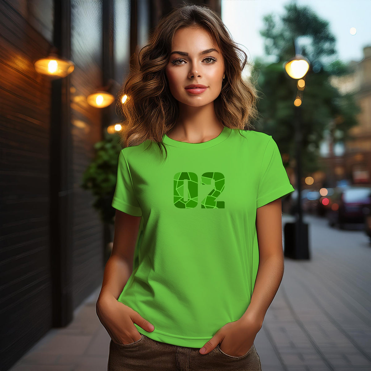 02 Number Women's T-Shirt (Liril Green)