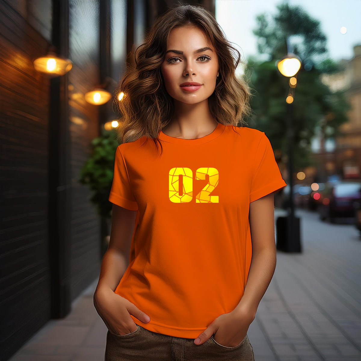 02 Number Women's T-Shirt (Orange)