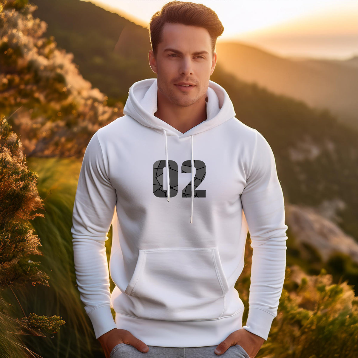 02 Number Unisex Hoodie (White)