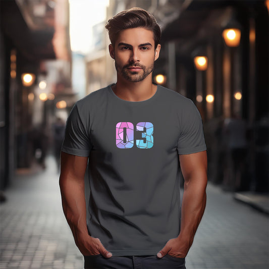 03 Number Unisex T-Shirt (Charcoal Grey)