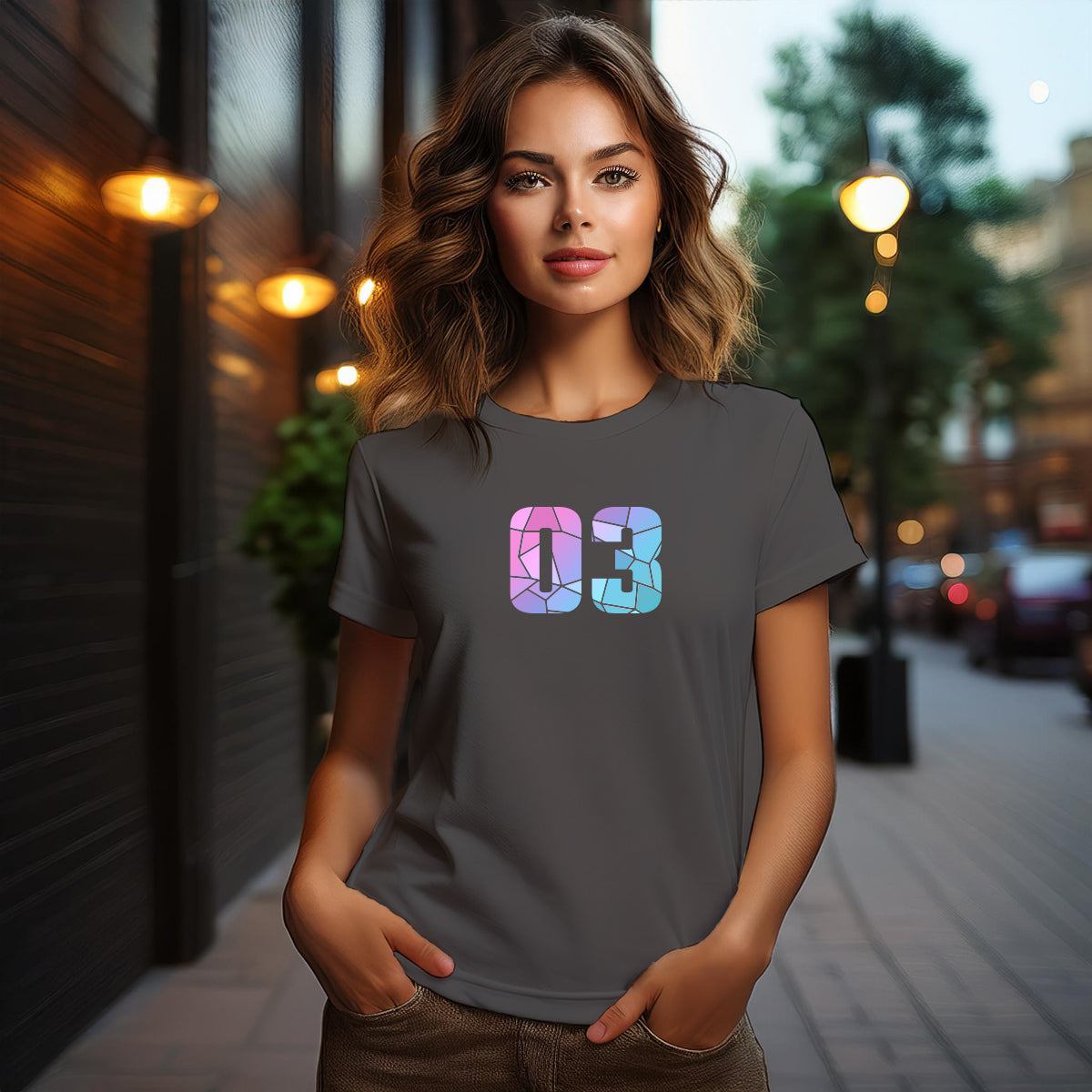 03 Number Women's T-Shirt (Charcoal Grey)