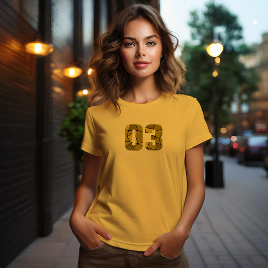 03 Number Women's T-Shirt (Golden Yellow)