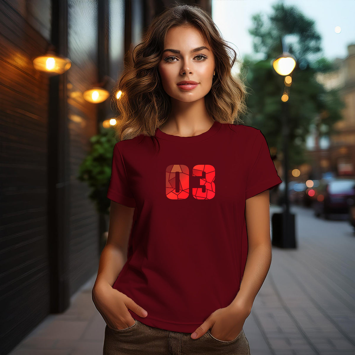 03 Number Women's T-Shirt (Maroon)