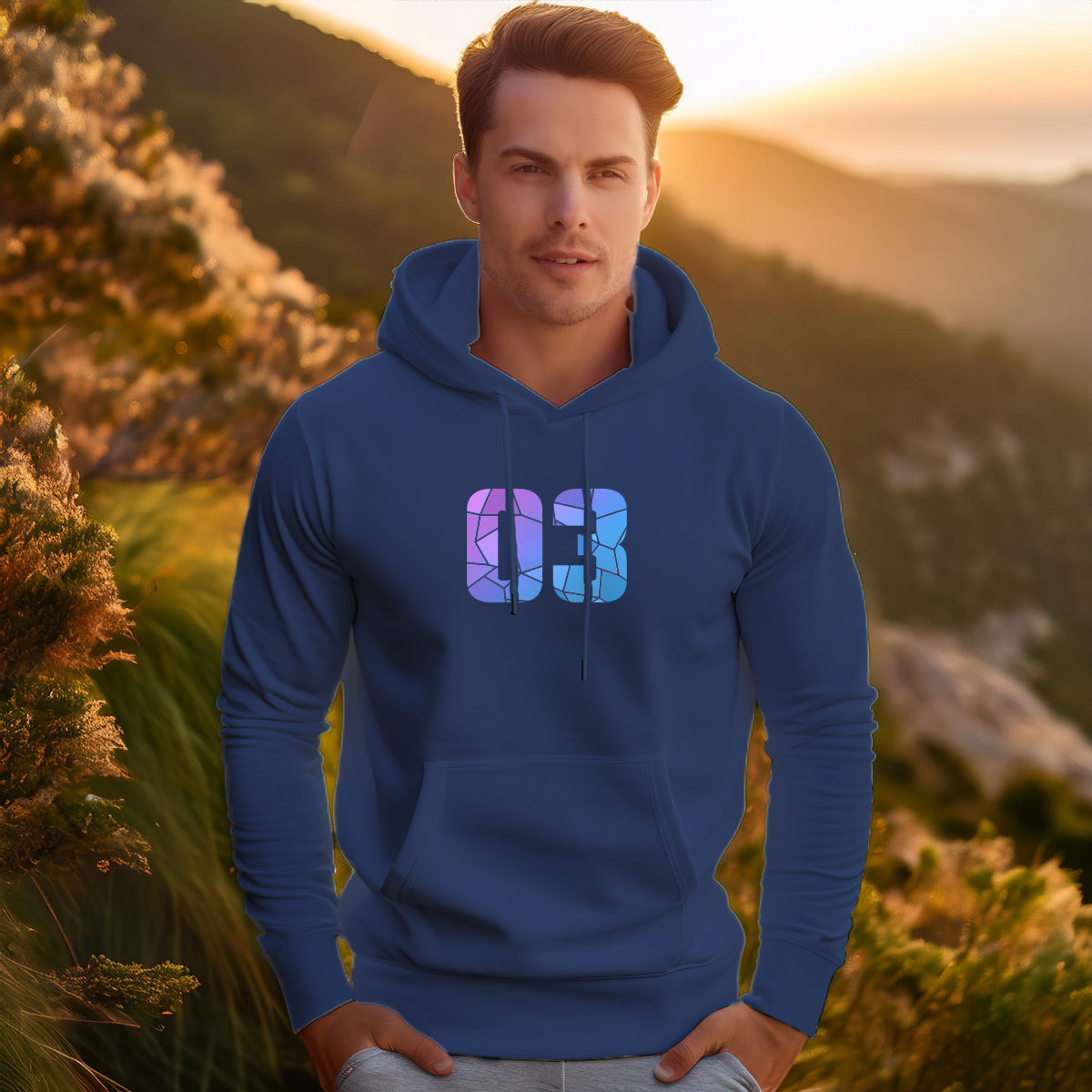 03 Number Unisex Hoodie (Navy Blue)