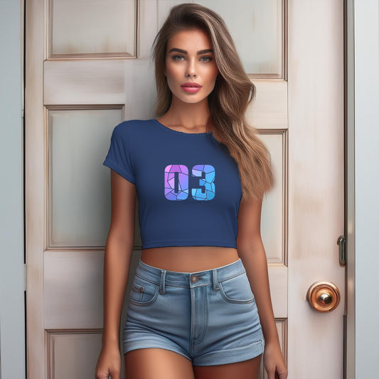 03 Number Women Crop Top (Navy Blue)