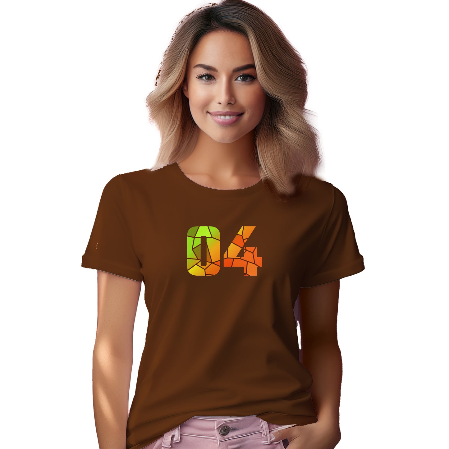 04 Number Women's T-Shirt (Brown)