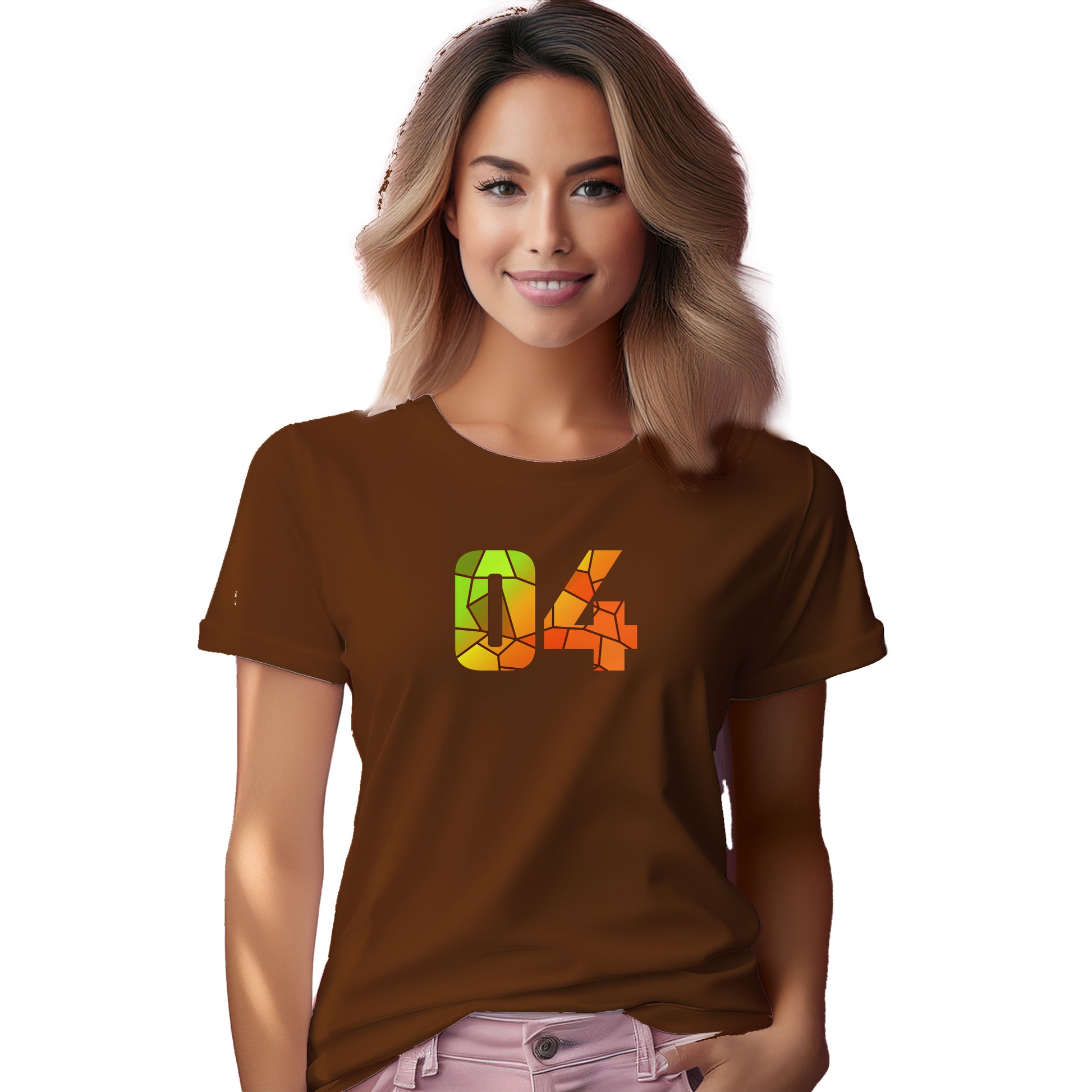 04 Number Women's T-Shirt (Brown)