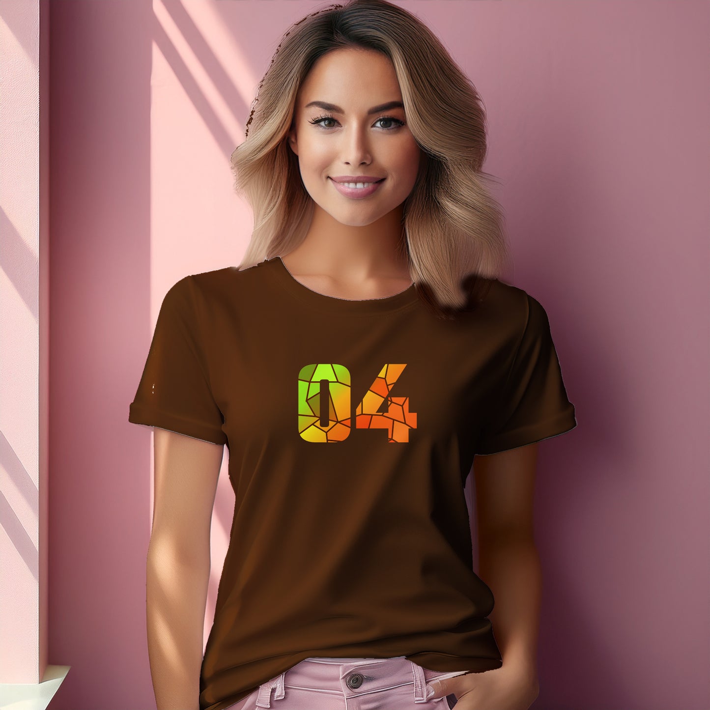 04 Number Women's T-Shirt (Brown)