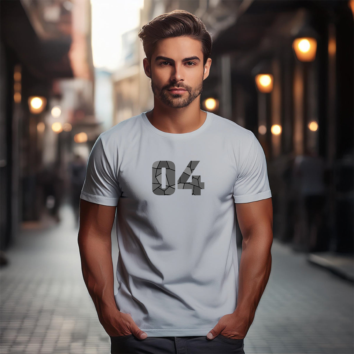 04 Number Unisex T-Shirt (Melange Grey)