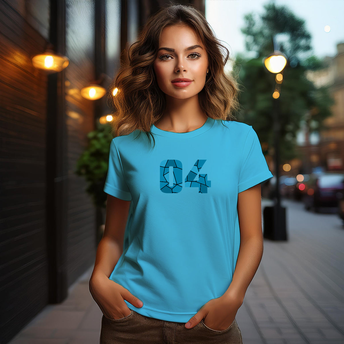 04 Number Women's T-Shirt (Sky Blue)