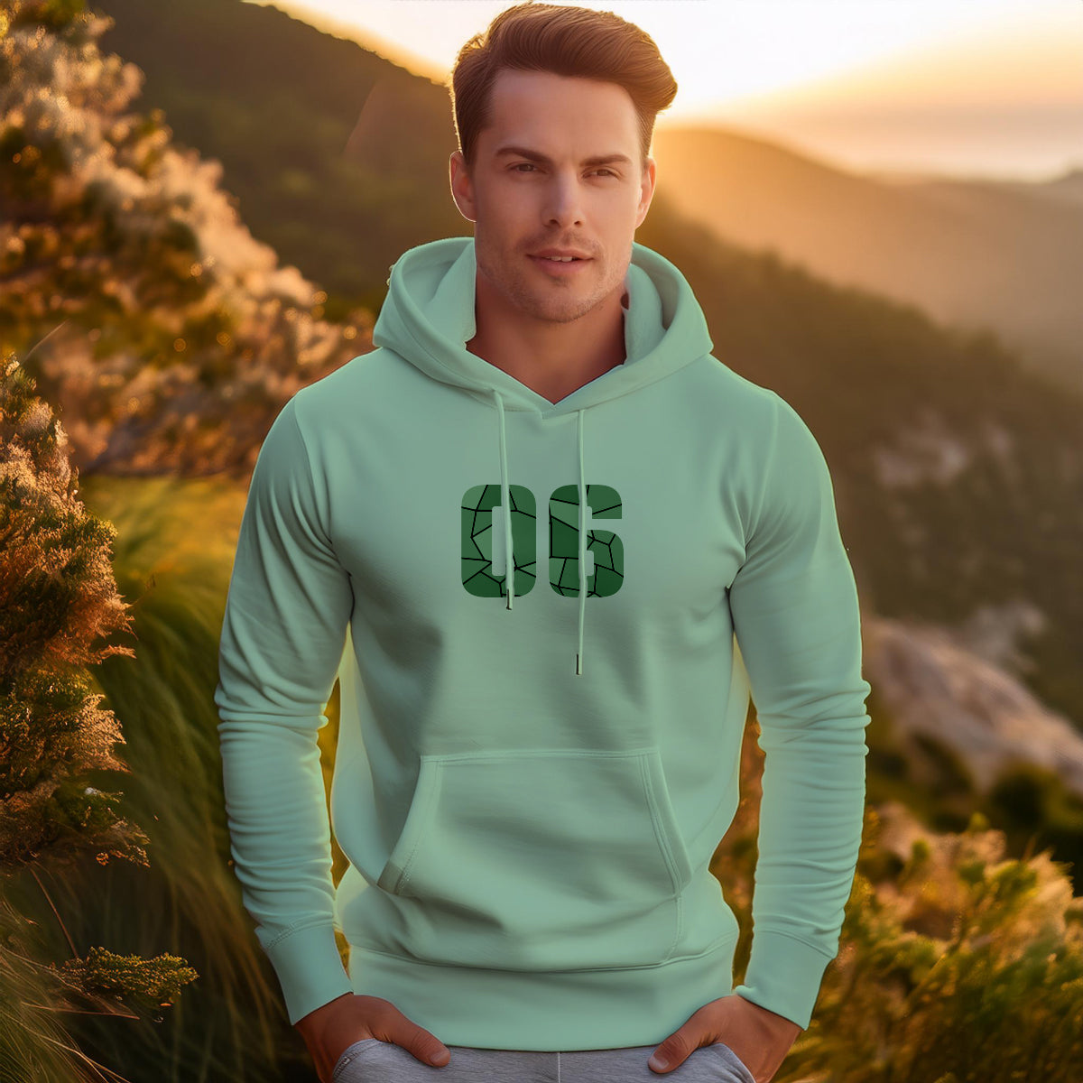 06 Number Unisex Hoodie (Mini Green)