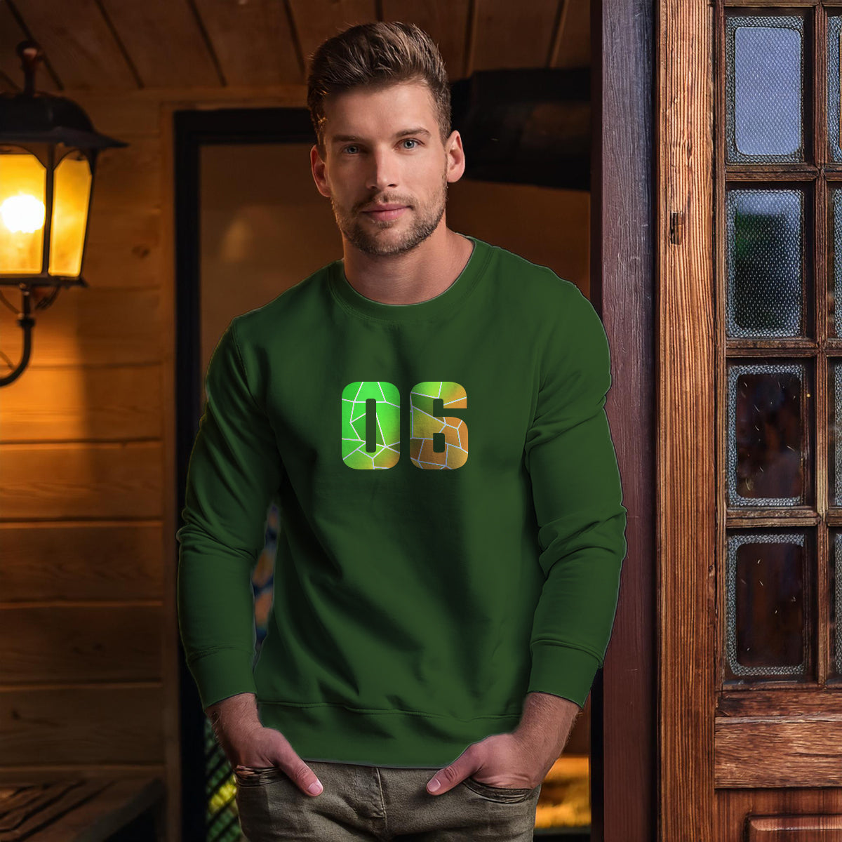 06 Number Unisex Sweatshirt (Olive Green)