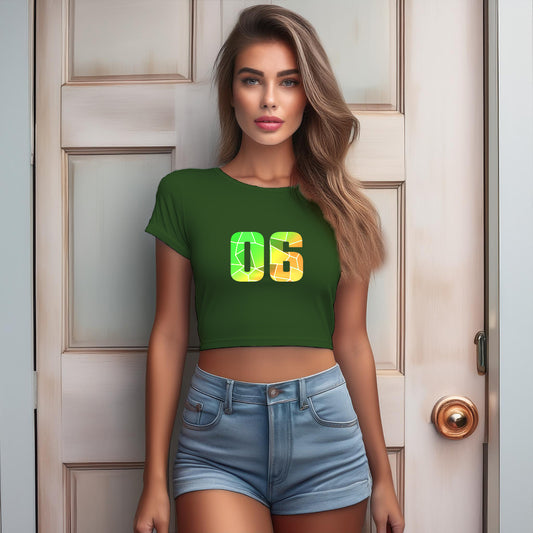 06 Number Women Crop Top (Olive Green)