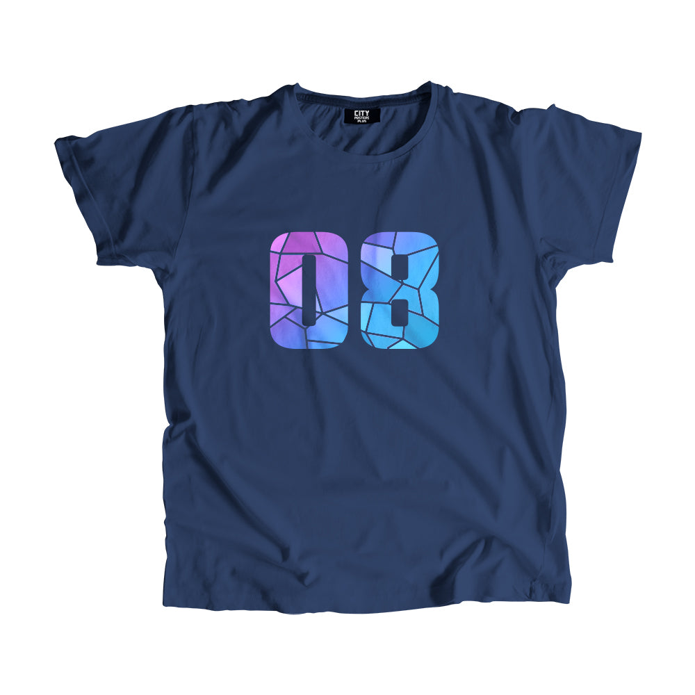 08 Number Unisex T-Shirt (Navy Blue)