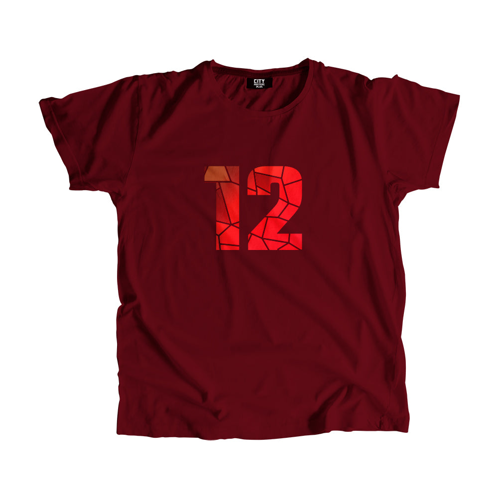 12 Number Unisex T-Shirt (Maroon)