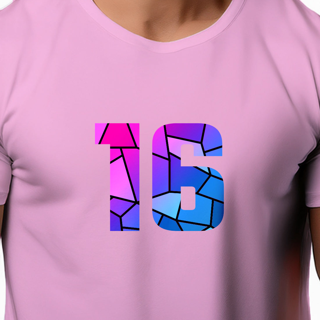16 Number Unisex T-Shirt (Light Pink)