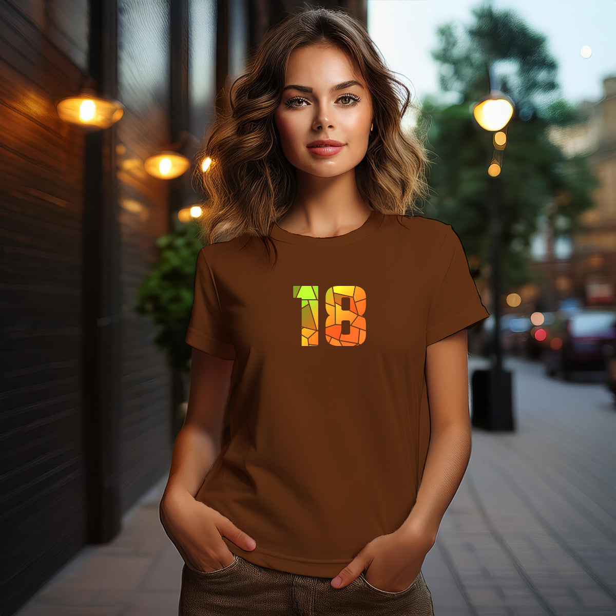 18 Number Women's T-Shirt (Brown)