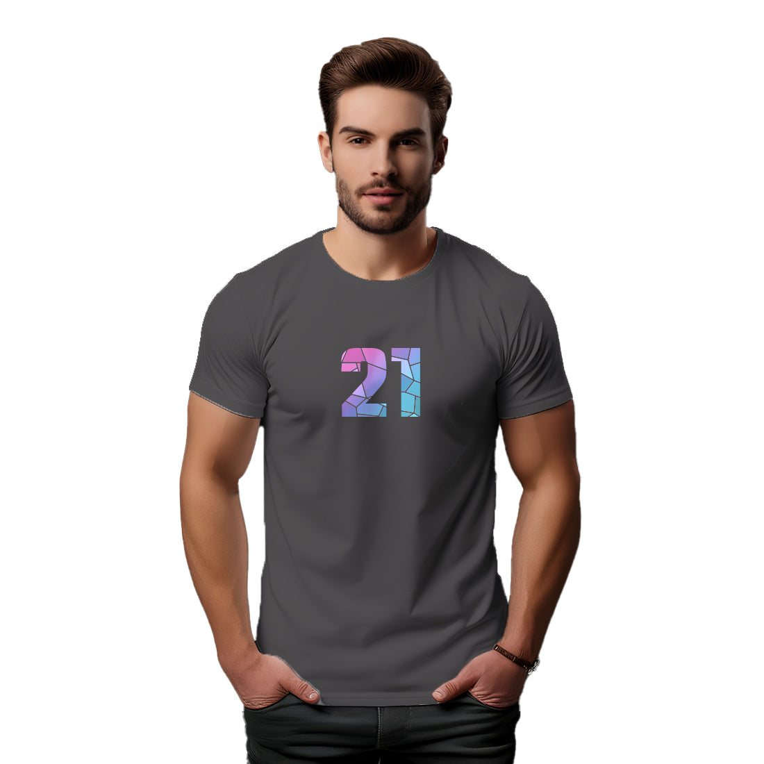 21 Number Unisex T-Shirt (Charcoal Grey)