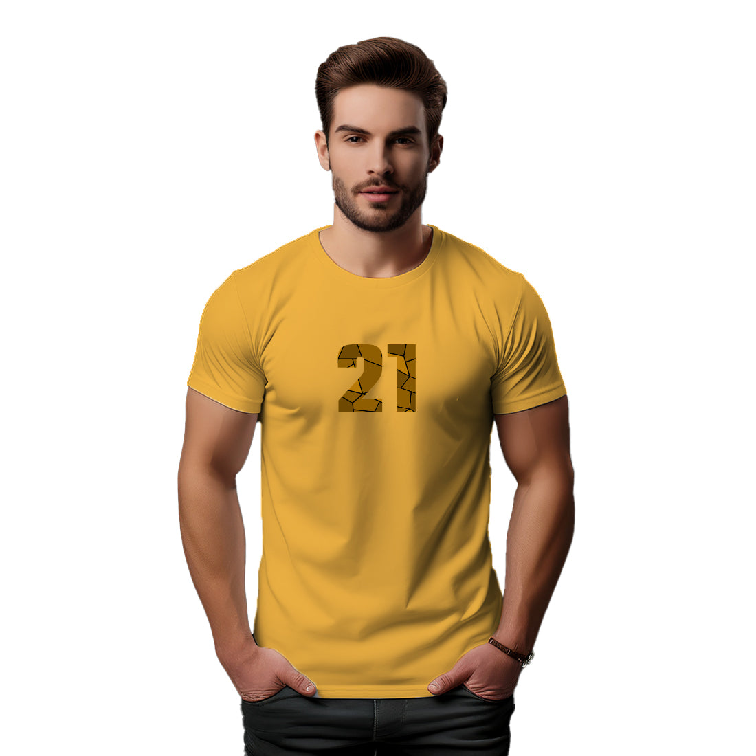 21 Number Unisex T-Shirt (Golden Yellow)