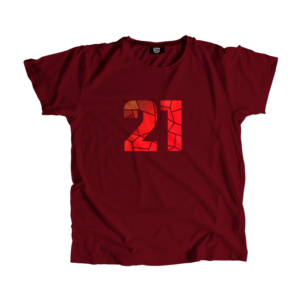 21 Number Unisex T-Shirt (Maroon)