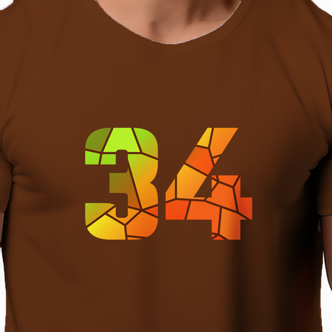 34 Number Unisex T-Shirt (Brown)