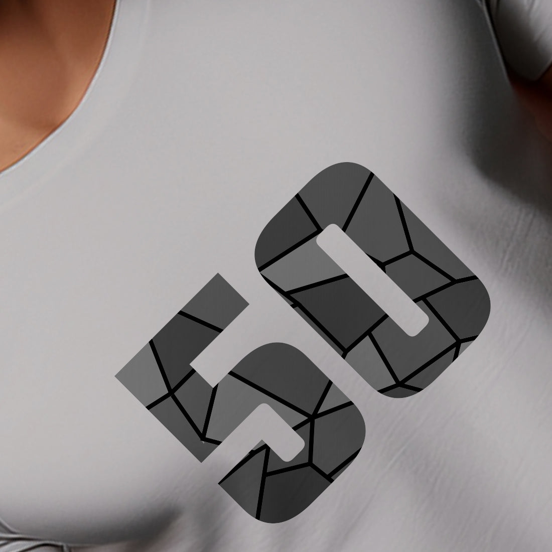 50 Number Unisex T-Shirt (Melange Grey)