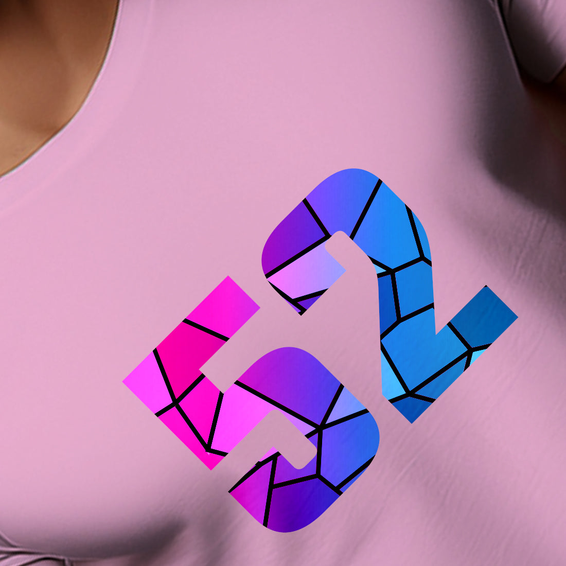 52 Number Unisex T-Shirt (Light Pink)
