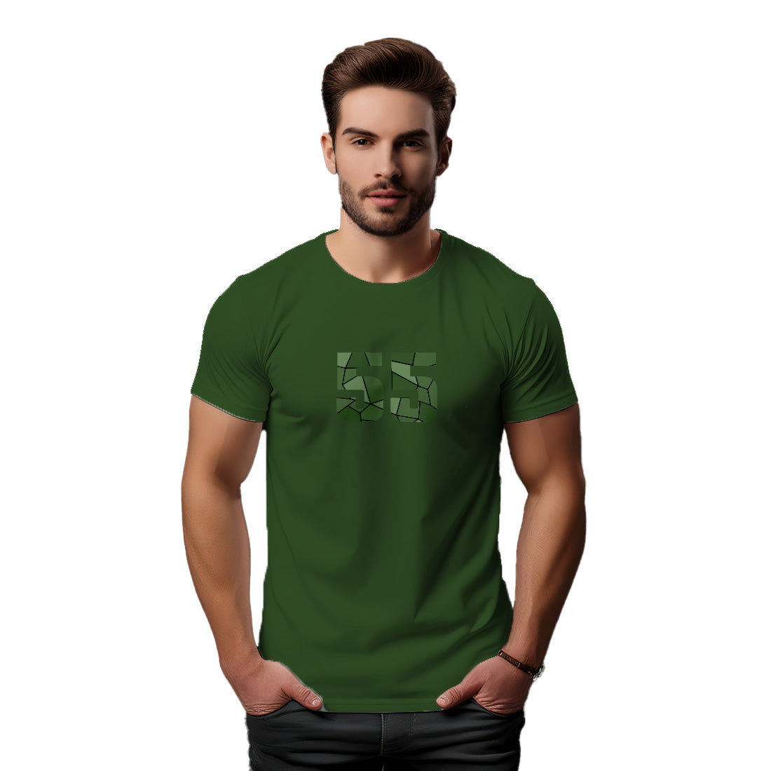55 Number Unisex T-Shirt (Olive Green)