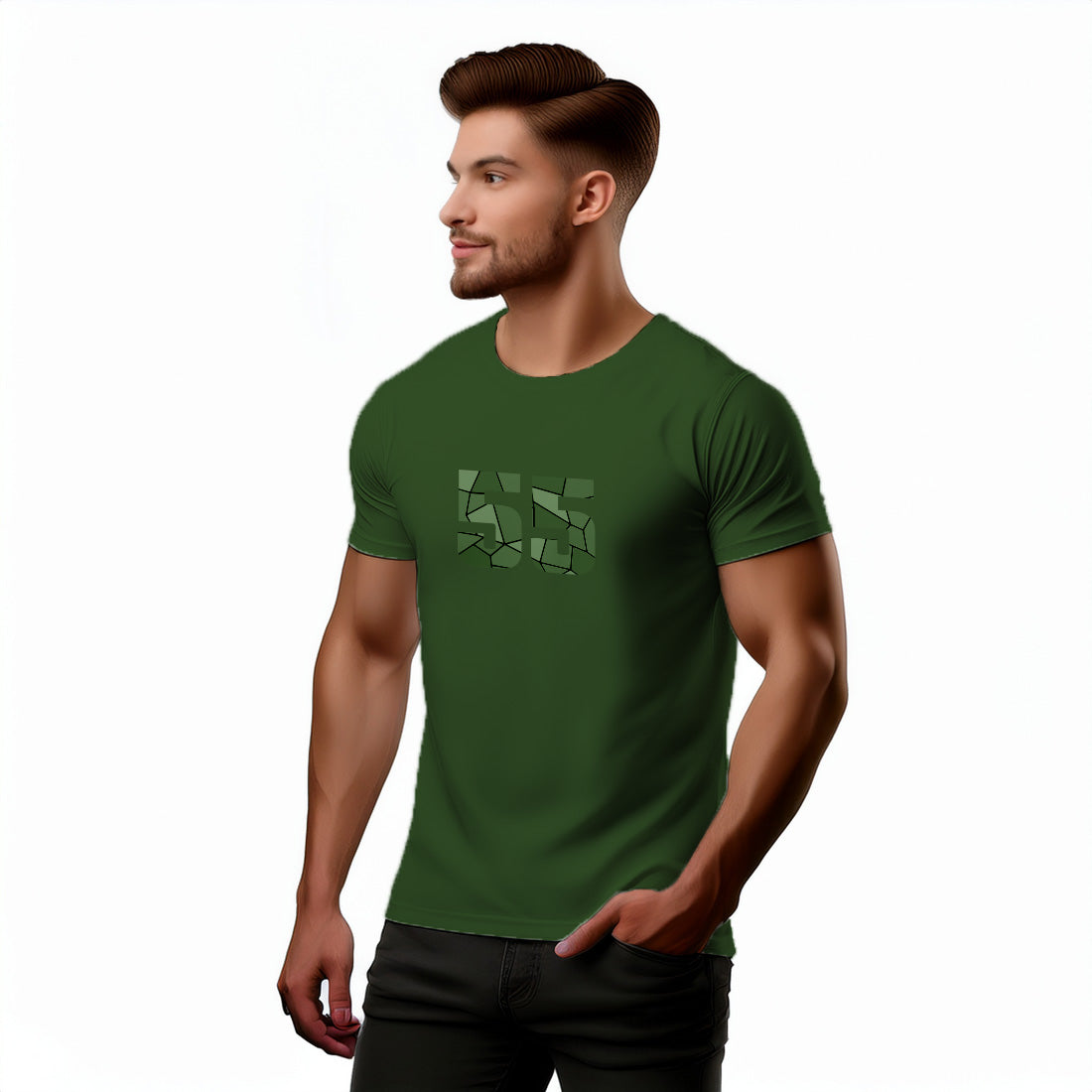 55 Number Unisex T-Shirt (Olive Green)