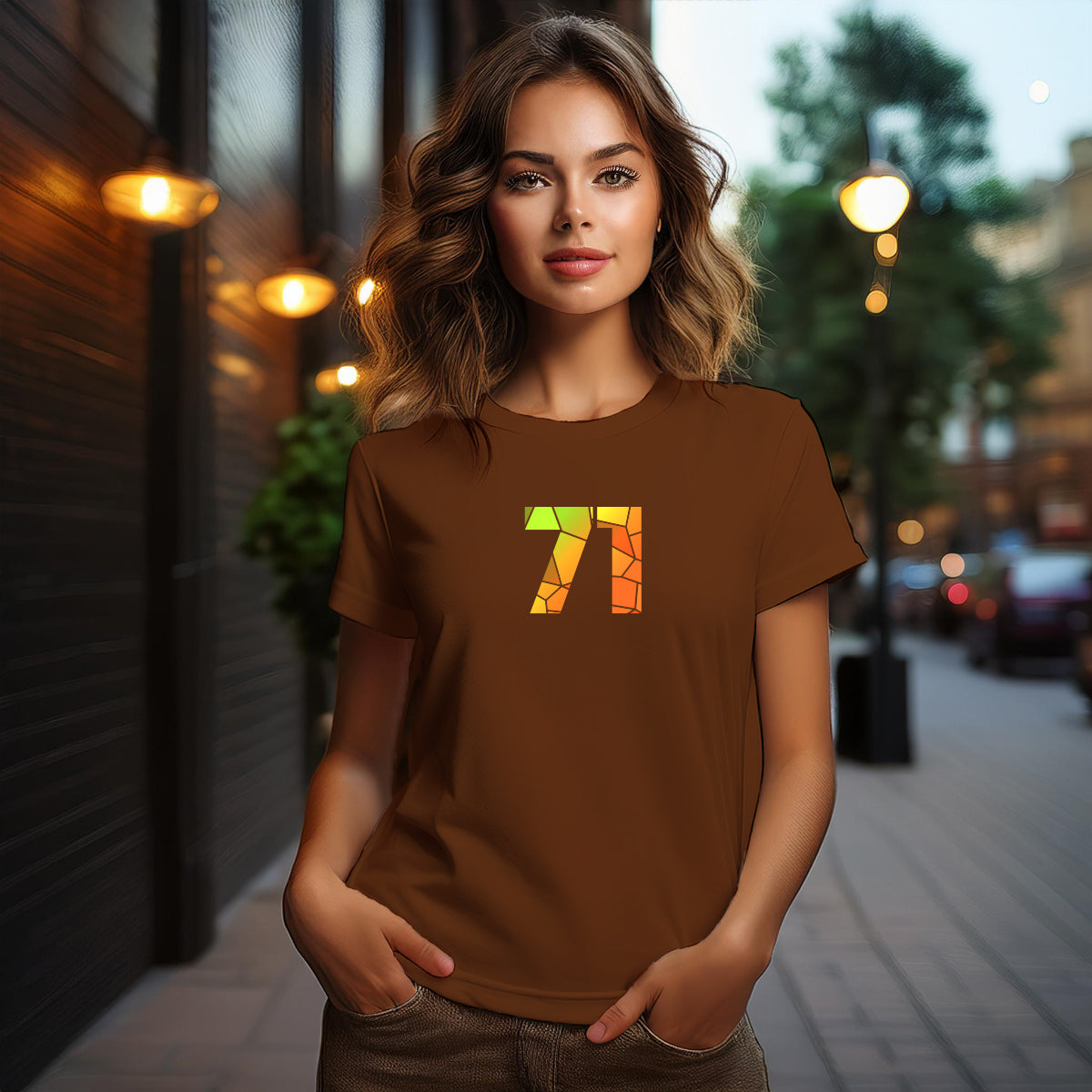 71 Number Women's T-Shirt (Brown)