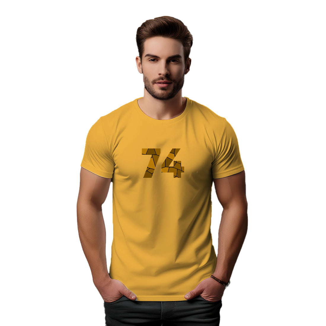 74 Number Unisex T-Shirt (Golden Yellow)