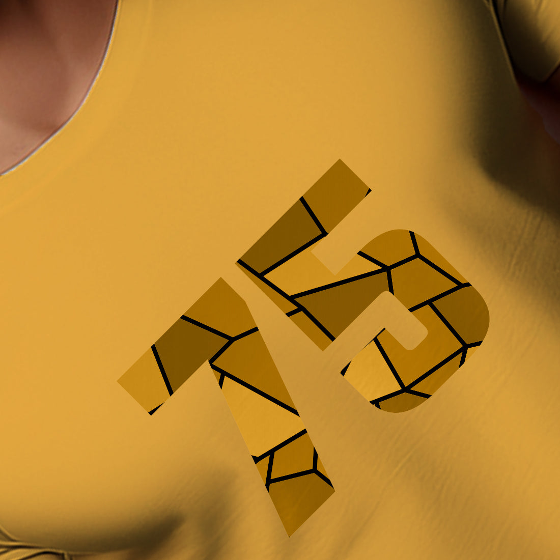 75 Number Unisex T-Shirt (Golden Yellow)