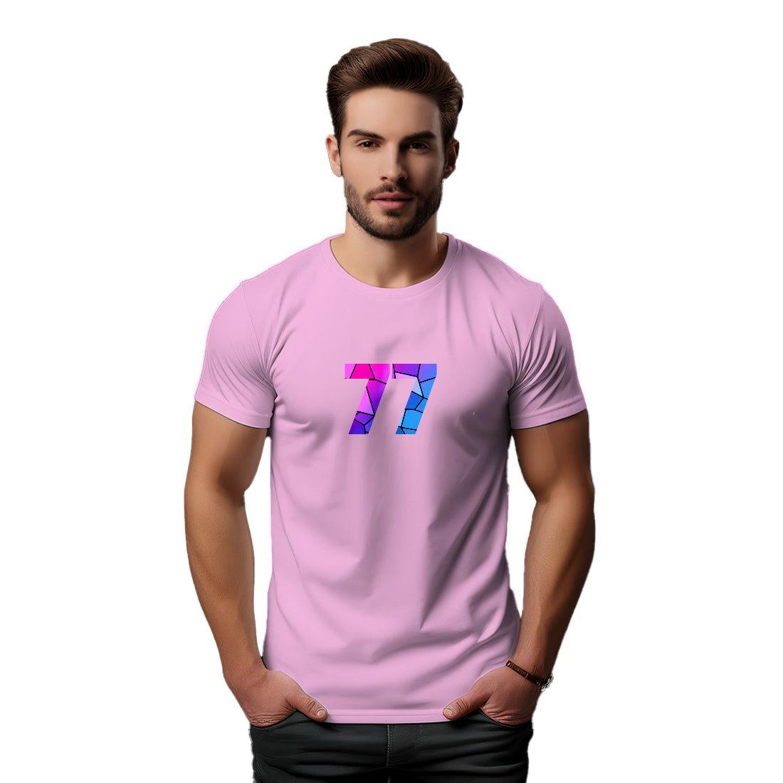 77 Number Unisex T-Shirt (Light Pink)
