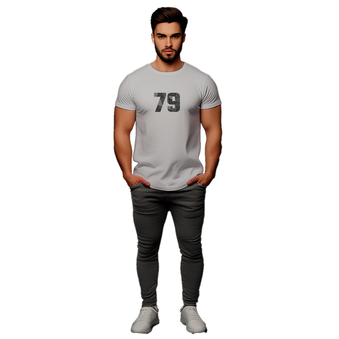 79 Number Unisex T-Shirt (Melange Grey)