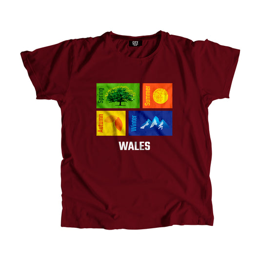 WALES Seasons Unisex T-Shirt (Maroon)