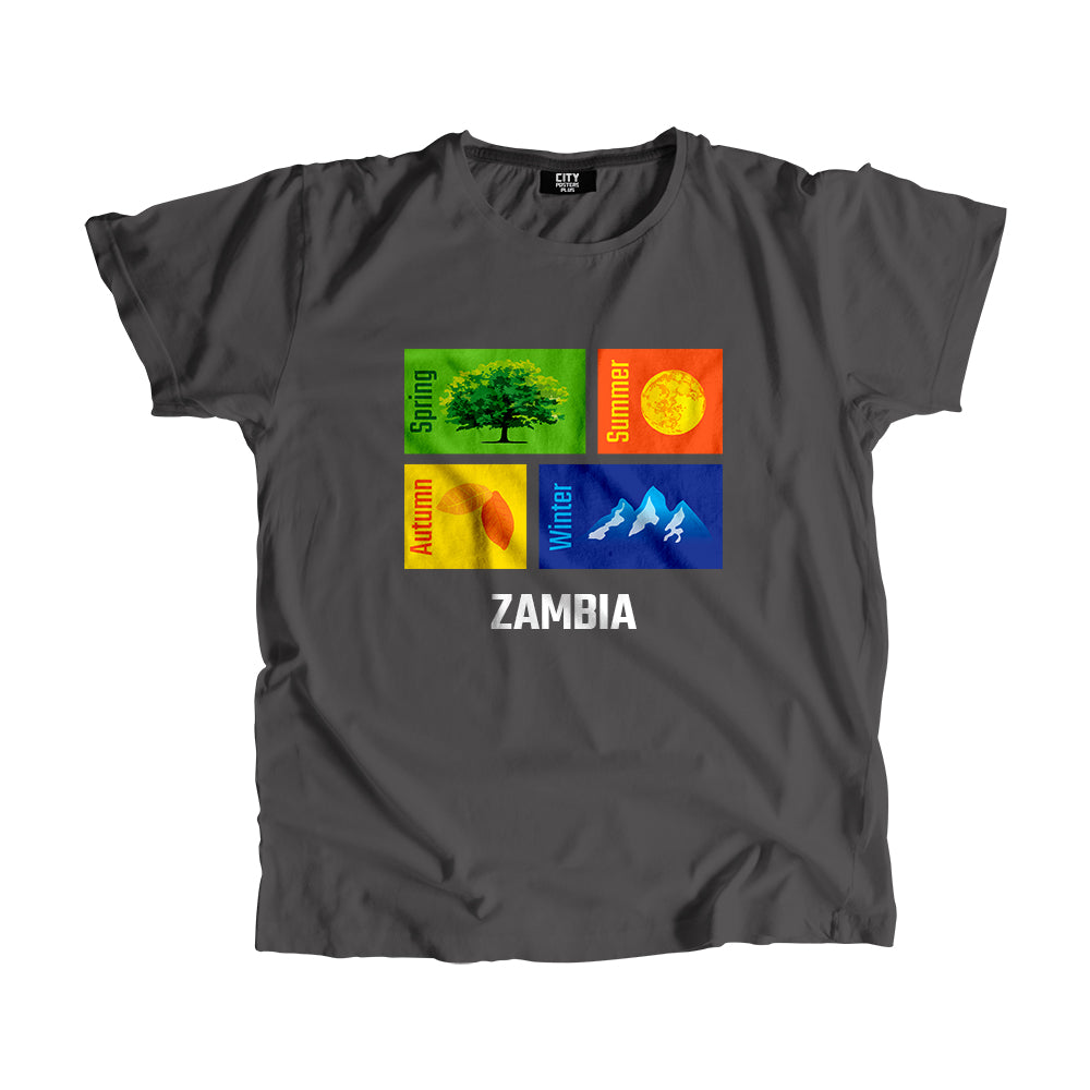 ZAMBIA Seasons Unisex T-Shirt (Charcoal Grey)